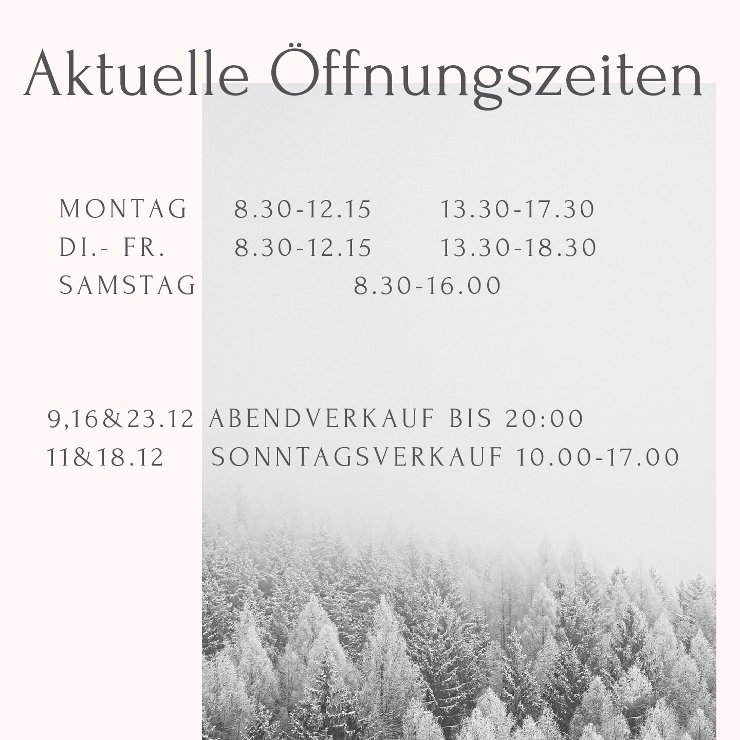 Aktuelle Öffnungszeiten